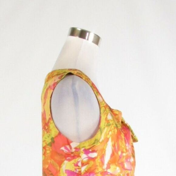 Pink yellow J. CREW sleeveless blouse 2 - Picture 6 of 8